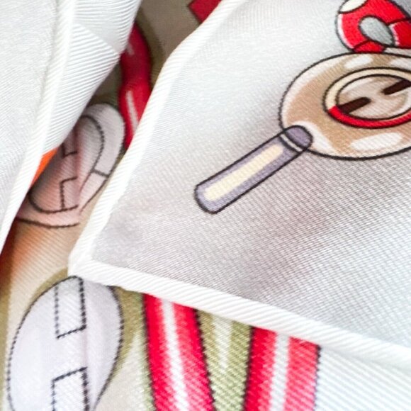 Silk Twill Geometric Print Colourful Hand Rolled Square Scarf - Picture 8 of 10